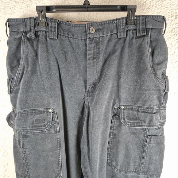 Duluth Trading Co Cargo Pants Mens 42x34 Black Relaxed Fit Work Utility Pockets - Picture 2 of 10